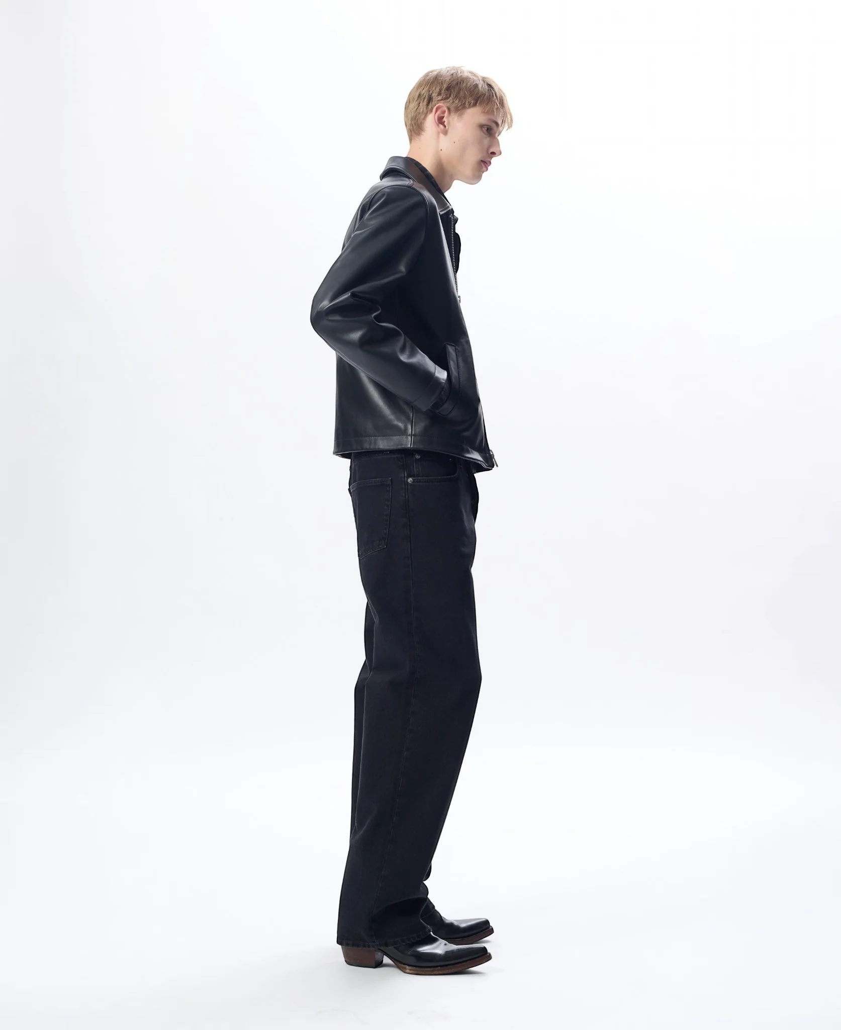 SHORT LEATHER JACKET BLACK - Image 3
